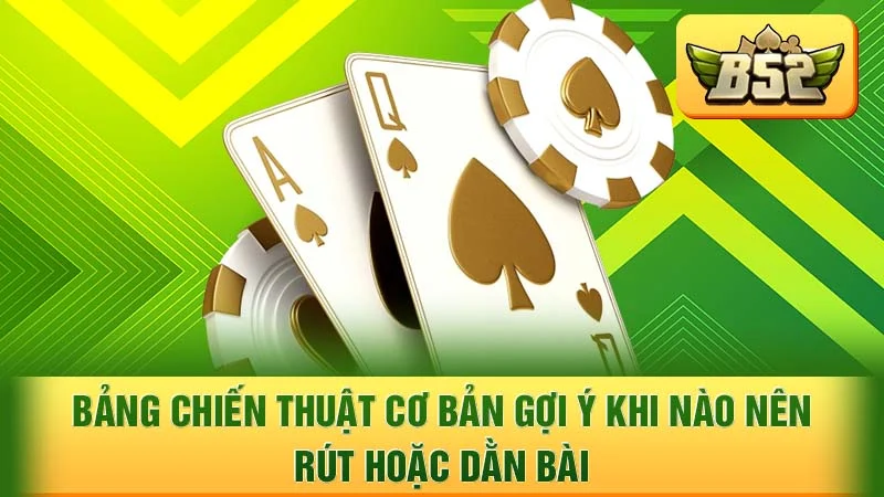 Bảng chiến thuật cơ bản gợi ý khi nào nên rút hoặc dằn bài